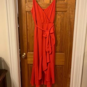 Red ruffle spaghetti strap dress. New with tags. Never worn.